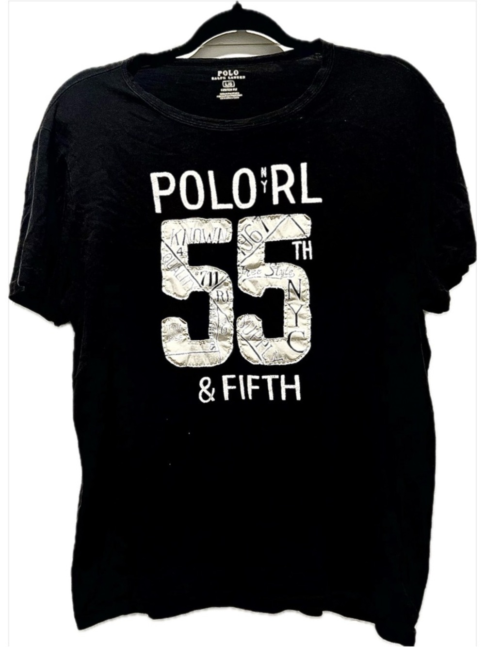 Polo by Ralph Lauren Black Short Sleeve Graphic Tee with Off-White Number Print